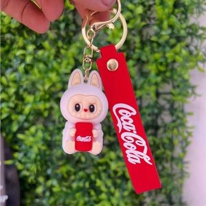 Labubu x Coca-Cola Keychain- Kawaii Cartoon Vinyl Figure - Cute Bag Charm